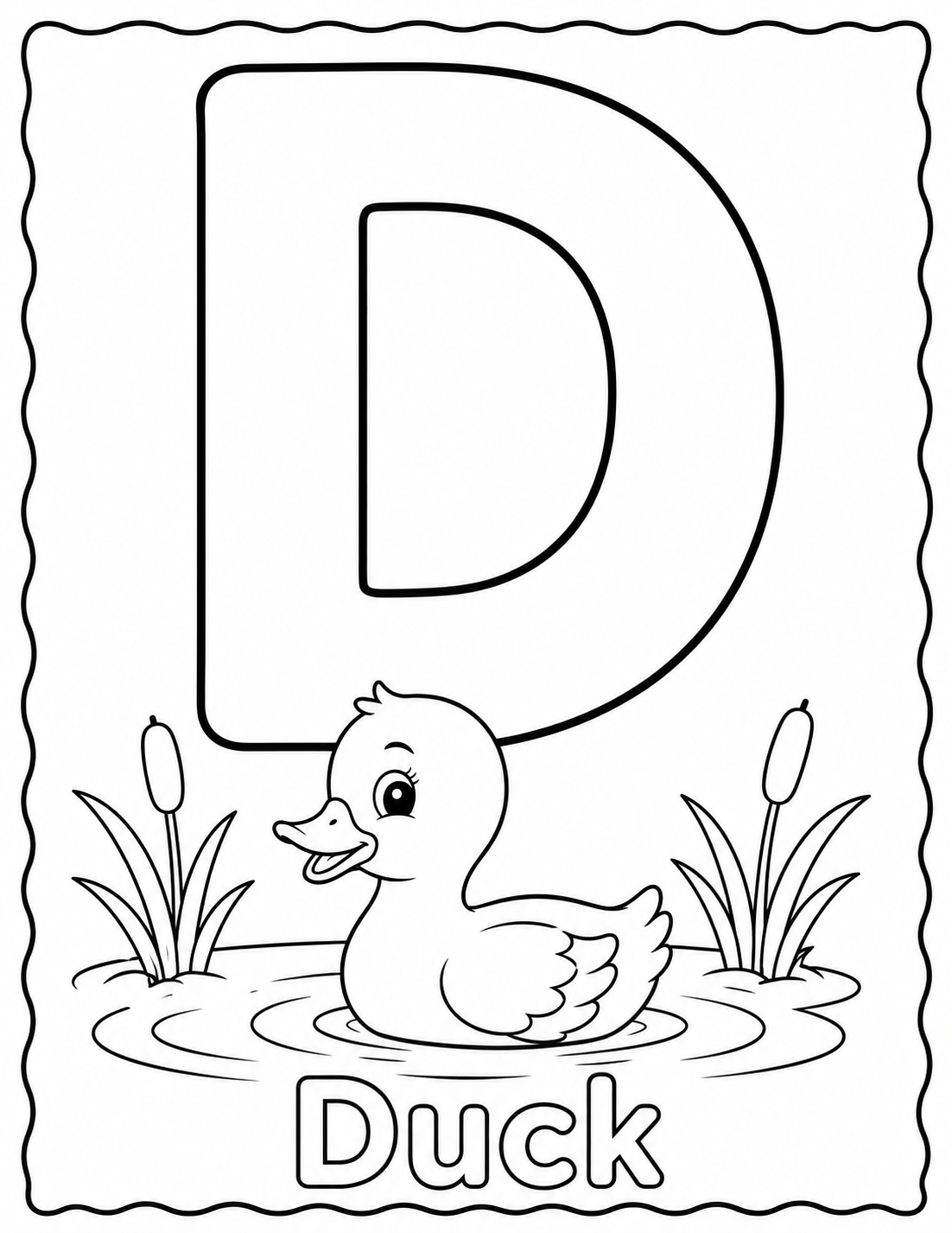 Preview of D is for Duck coloring page