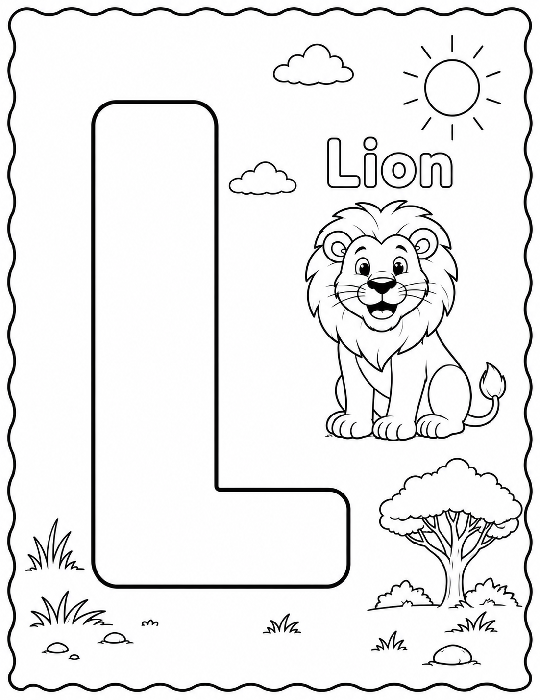 Preview of L is for Lion coloring page