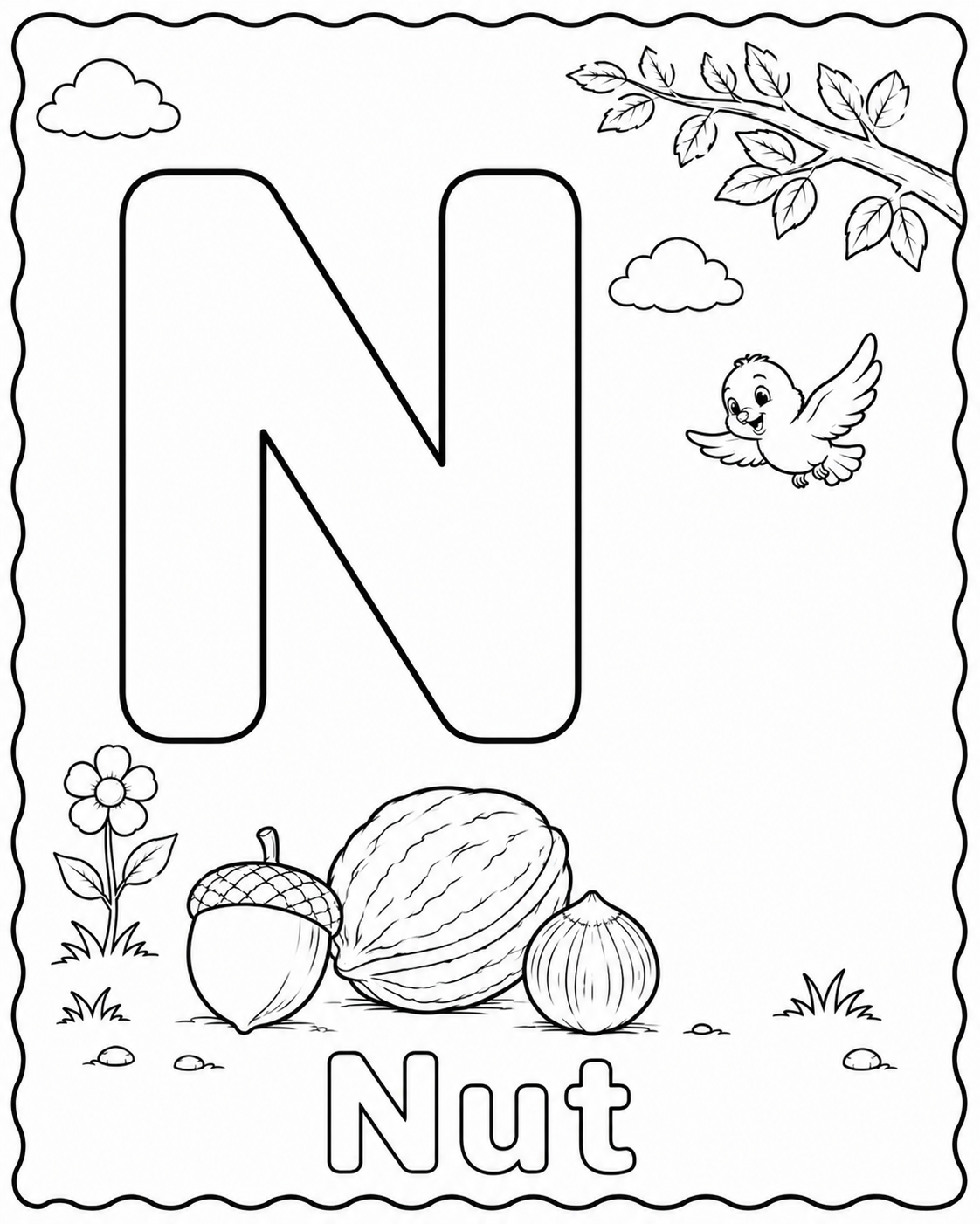 Preview of N is for Nut coloring page
