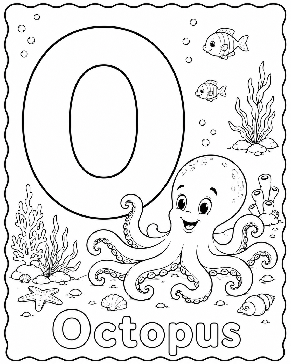 Preview of O is for Octopus coloring page