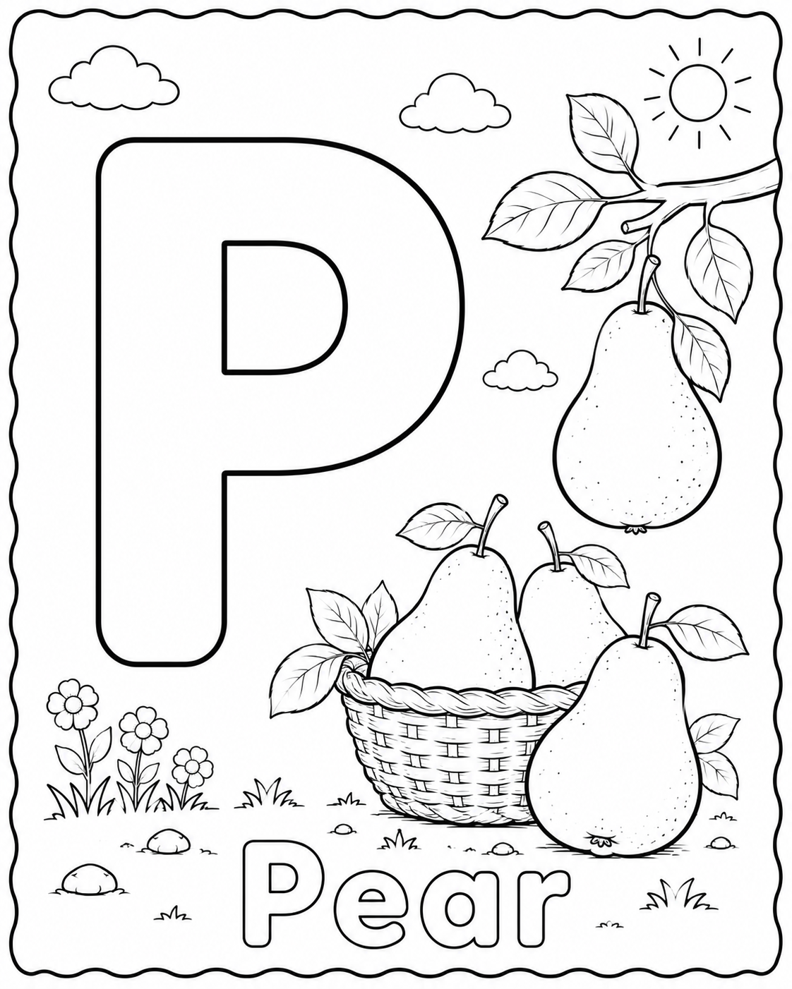 Preview of P is for Pear coloring page