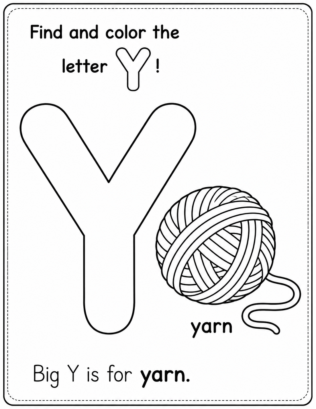 Preview of Y is for Yarn coloring page