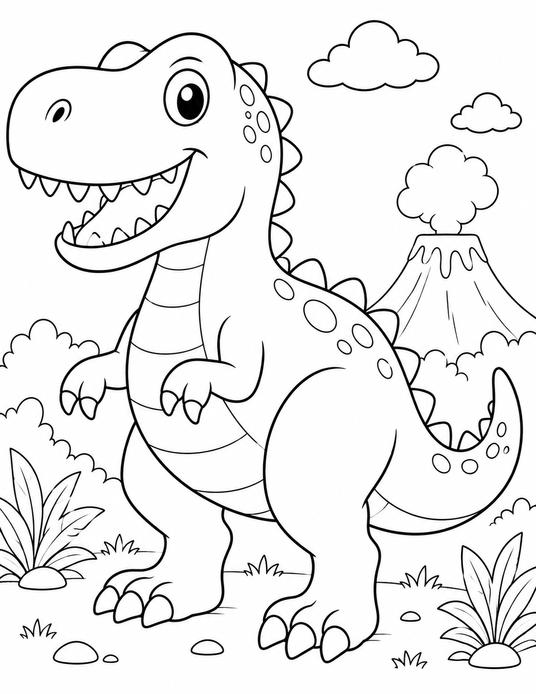 Preview of Happy Dinosaur coloring page