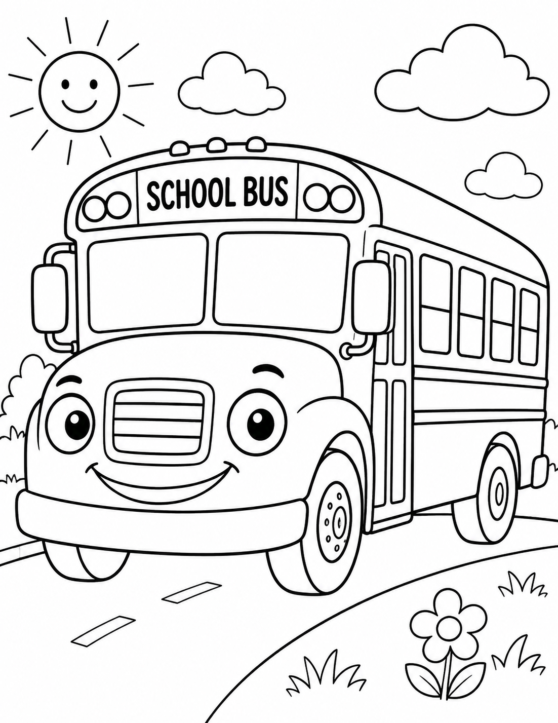 Preview of Smiling School Bus coloring page