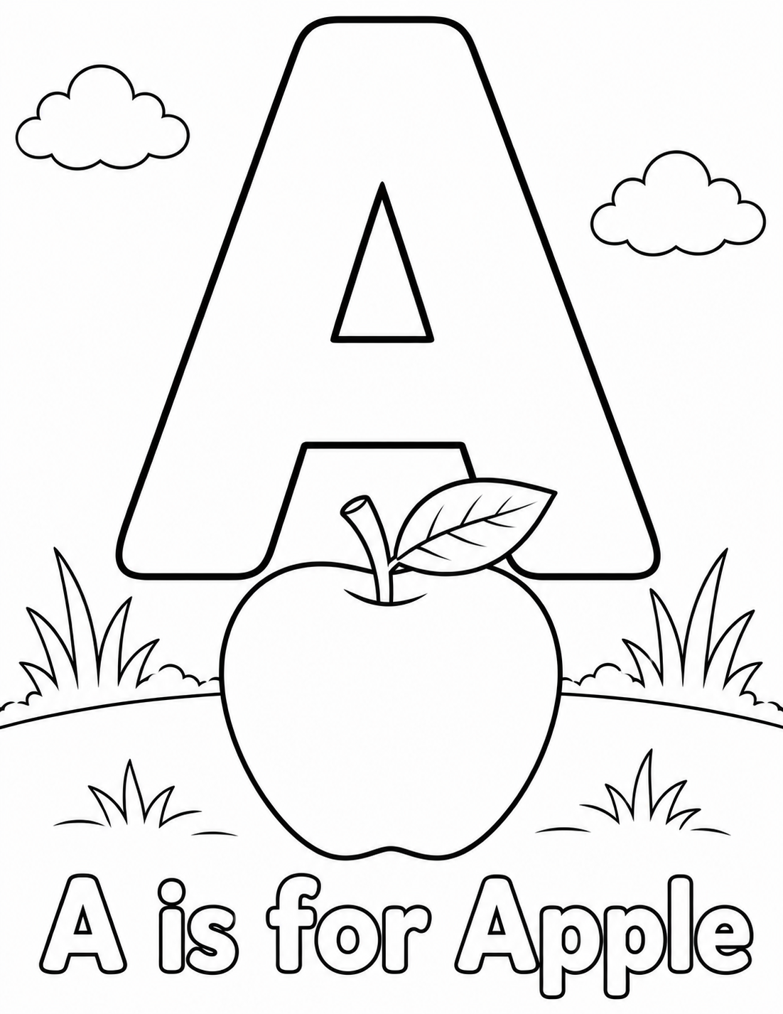 Preview of A is for Apple coloring page